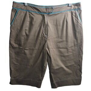 Nike Golf Shorts Womens 14 Khaki Capri Blue Trim Pockets Athletic Casual‎